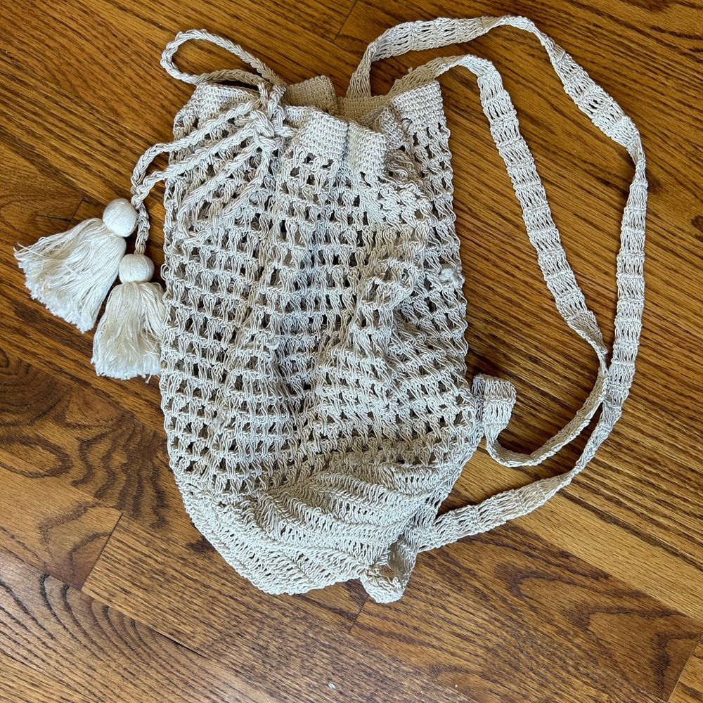 Knit, Drawstring Backpack Style Bag - image 4